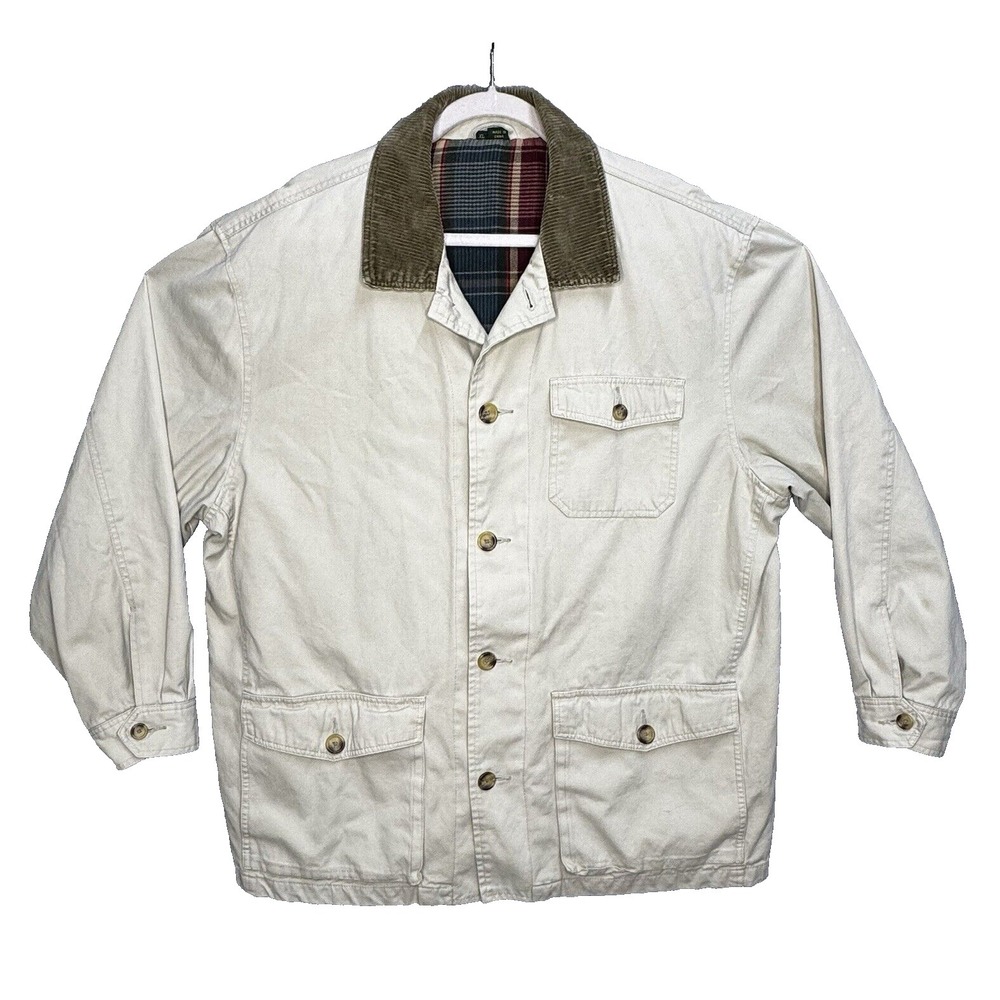 Club Room Chore Jacket Field Barn Coat Mens XL Flannel Lined w/Corduroy Collar